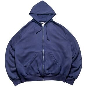 Vintage Wear Guard Full Zip Thermal Lined Faded Navy Blue Hoodie Men's L Grunge